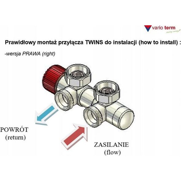 Vario Term Zestaw instalacyjny ALL IN ONE, TWINS kąt. prawy, czarny mat (pex) 10396197 5903175006554