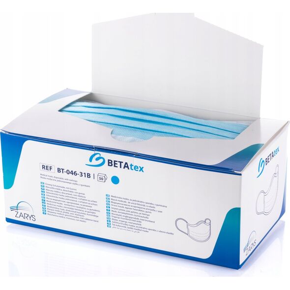 Zarys Zarys Betatex - Maseczki ochronne, jednorazowe, włókninowe - 50 sztuk 10400952 5907996872206