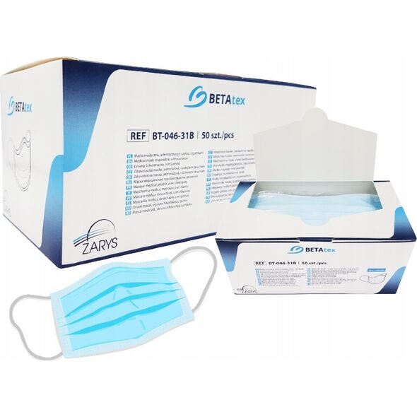 Zarys Zarys Betatex - Maseczki ochronne, jednorazowe, włókninowe - 50 sztuk 10400952 5907996872206