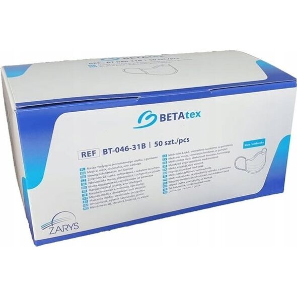 Zarys Zarys Betatex - Maseczki ochronne, jednorazowe, włókninowe - 50 sztuk 10400952 5907996872206