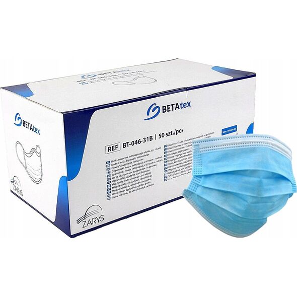 Zarys Zarys Betatex - Maseczki ochronne, jednorazowe, włókninowe - 50 sztuk 10400952 5907996872206
