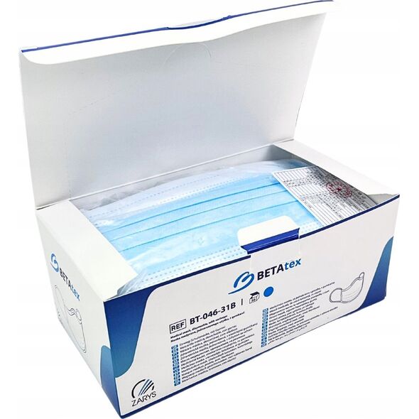 Zarys Zarys Betatex - Maseczki ochronne, jednorazowe, włókninowe - 50 sztuk 10400952 5907996872206