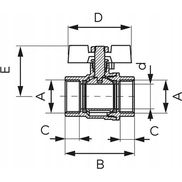 Ferro KFPM1 ZAWÓR KUL. WODNY MOTYL 1/2'' NAKR-NAKR, F-POWER// ZKW-15-WW-M-FER-POWER 10587621 5902194992237
