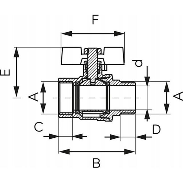 Ferro KFPM11 ZAWÓR KUL. WODNY MOTYL 1/2'' NAKR-WKR, F-POWER// ZKW-15-WN-M-FER-POWER 10587622 5902194992329