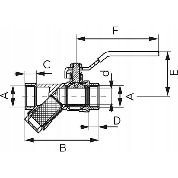 Ferro KFPZF1 ZAWÓR KUL. WODNY Z RĄCZKA 1/2'' NAKR-NAKR, Z FILTREM I DŁAWIKIEM F-POWER // ZKWF-15-WW-R-FER-POWER 10587633 5902194992879