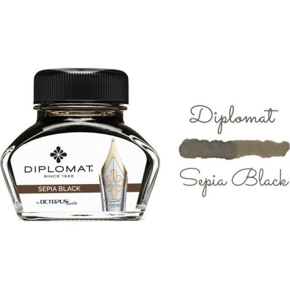 Diplomat Atrament do piór wiecznych DIPLOMAT, w kałamarzu, 30 ml, czarny sepia 10624639 4009746015305