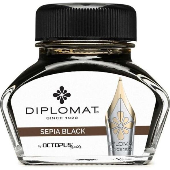 Diplomat Atrament do piór wiecznych DIPLOMAT, w kałamarzu, 30 ml, czarny sepia 10624639 4009746015305
