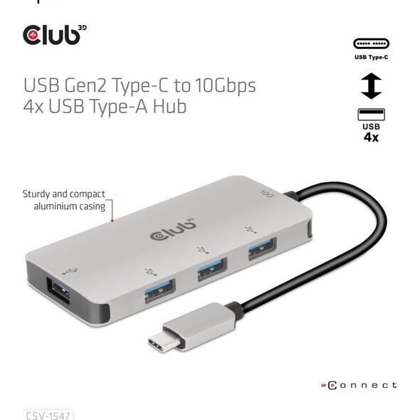 HUB USB Club 3D 4x USB-A 3.2 Gen2 (CSV-1547) 10678377 8719214472375