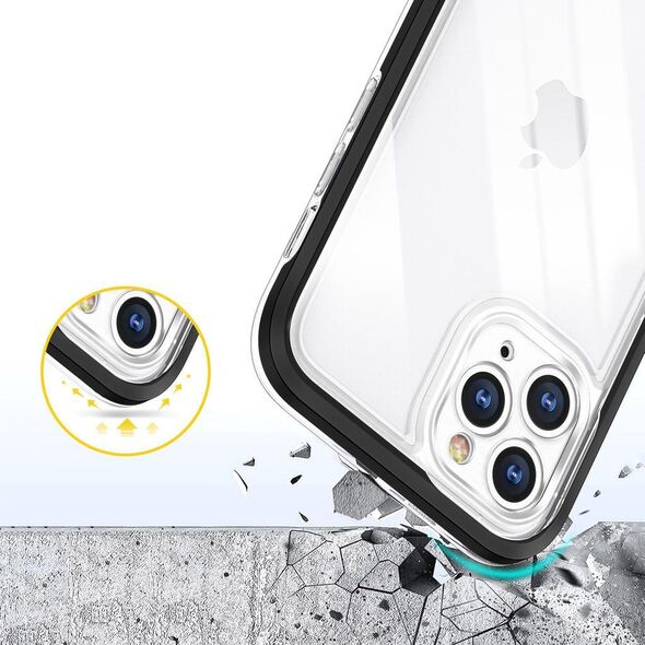 Hurtel Clear 3in1 etui do iPhone 11 Pro Max żelowy pokrowiec z ramką czarny 10757579 9145576242308