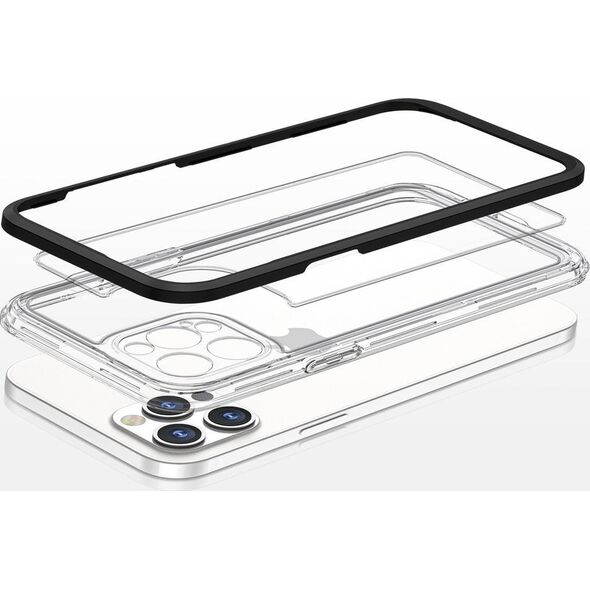 Hurtel Clear 3in1 etui do iPhone 12 Pro Max żelowy pokrowiec z ramką czarny 10757580 9145576242421