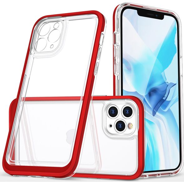 Hurtel Clear 3in1 etui do iPhone 11 Pro Max żelowy pokrowiec z ramką czerwony 10757612 9145576242322