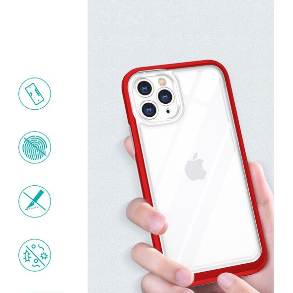 Hurtel Clear 3in1 etui do iPhone 11 Pro Max żelowy pokrowiec z ramką czerwony 10757612 9145576242322