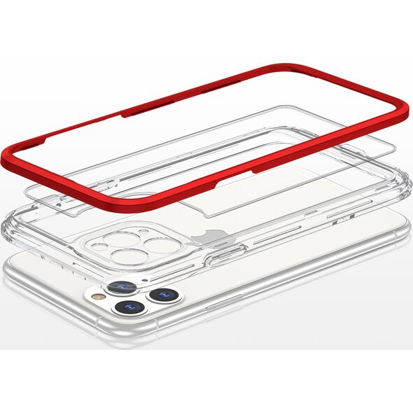 Hurtel Clear 3in1 etui do iPhone 11 Pro Max żelowy pokrowiec z ramką czerwony 10757612 9145576242322
