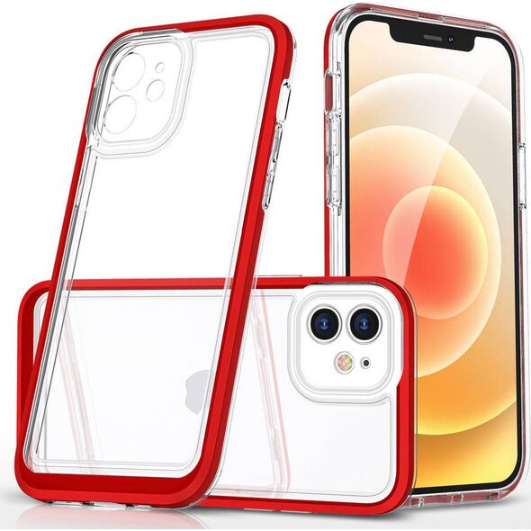 Hurtel Clear 3in1 etui do iPhone 12 żelowy pokrowiec z ramką czerwony 10757617 9145576242384