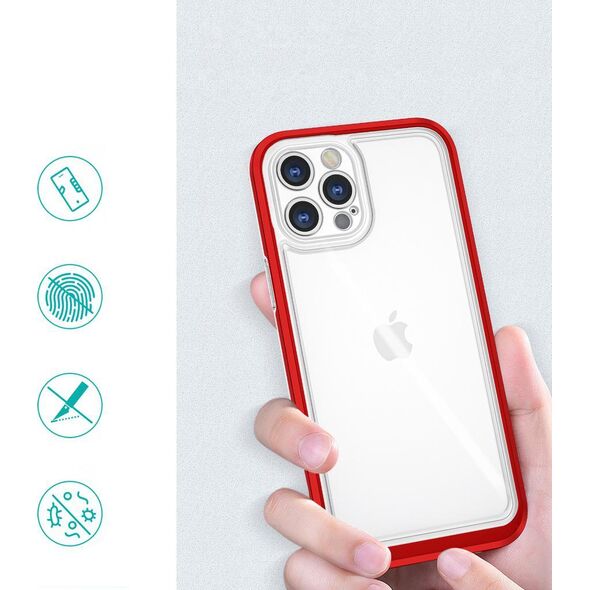 Hurtel Clear 3in1 etui do iPhone 12 Pro Max żelowy pokrowiec z ramką czerwony 10757618 9145576242445
