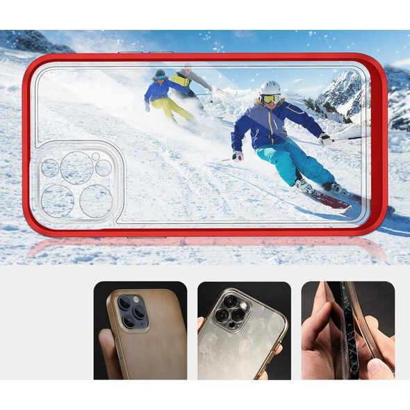 Hurtel Clear 3in1 etui do iPhone 12 Pro Max żelowy pokrowiec z ramką czerwony 10757618 9145576242445