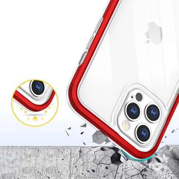 Hurtel Clear 3in1 etui do iPhone 12 Pro Max żelowy pokrowiec z ramką czerwony 10757618 9145576242445