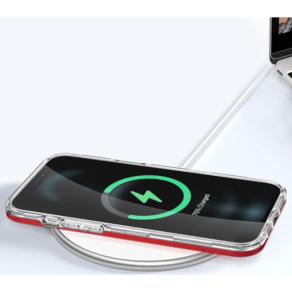 Hurtel Clear 3in1 etui do iPhone 12 Pro Max żelowy pokrowiec z ramką czerwony 10757618 9145576242445