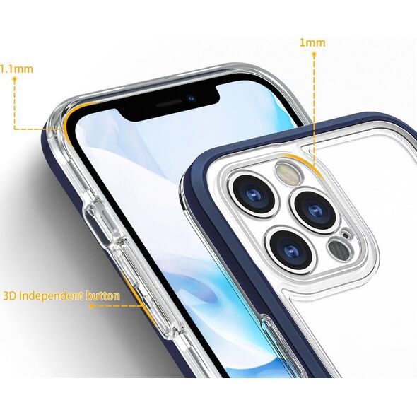 Hurtel Clear 3in1 etui do iPhone 12 Pro Max żelowy pokrowiec z ramką niebieski 10757621 9145576242438