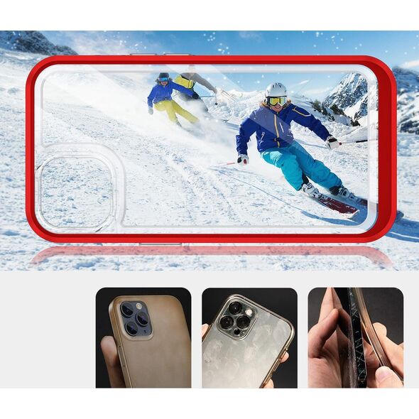 Hurtel Clear 3in1 etui do iPhone 13 mini żelowy pokrowiec z ramką czerwony 10757623 9145576242476
