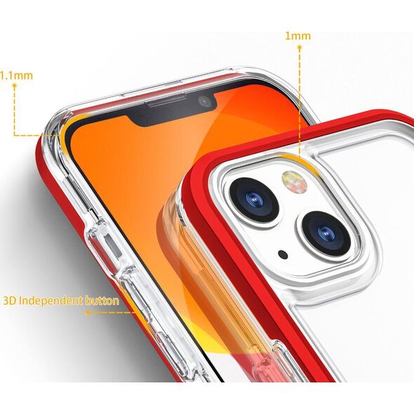 Hurtel Clear 3in1 etui do iPhone 13 mini żelowy pokrowiec z ramką czerwony 10757623 9145576242476
