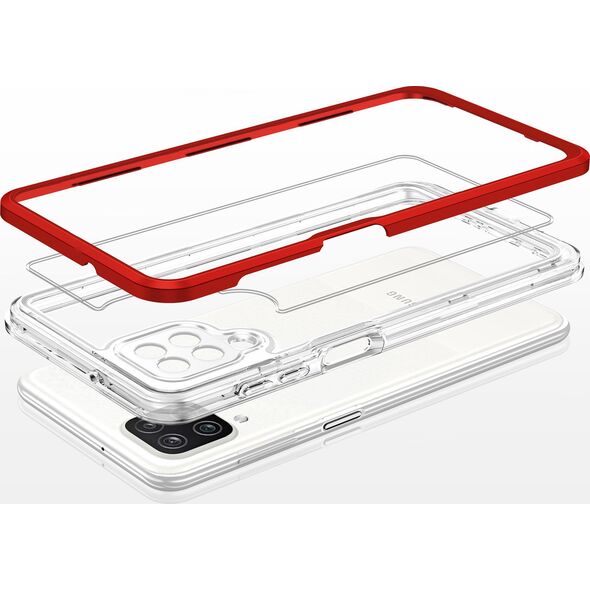 Hurtel Clear 3in1 etui do Samsung Galaxy A12 5G żelowy pokrowiec z ramką czerwony 10757630 9145576242599