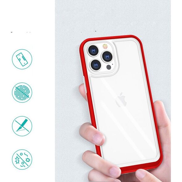 Hurtel Clear 3in1 etui do iPhone 13 Pro Max żelowy pokrowiec z ramką czerwony 10757632 9145576242568