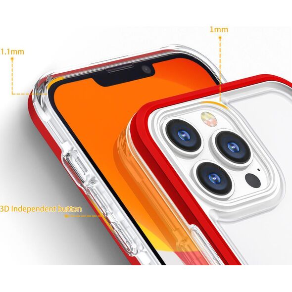 Hurtel Clear 3in1 etui do iPhone 13 Pro Max żelowy pokrowiec z ramką czerwony 10757632 9145576242568