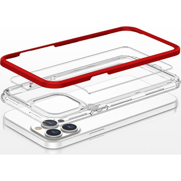 Hurtel Clear 3in1 etui do iPhone 13 Pro Max żelowy pokrowiec z ramką czerwony 10757632 9145576242568
