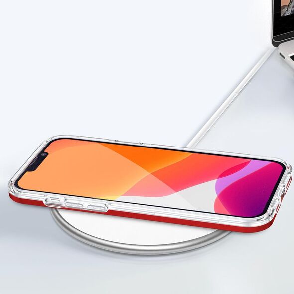 Hurtel Clear 3in1 etui do iPhone 13 Pro Max żelowy pokrowiec z ramką czerwony 10757632 9145576242568