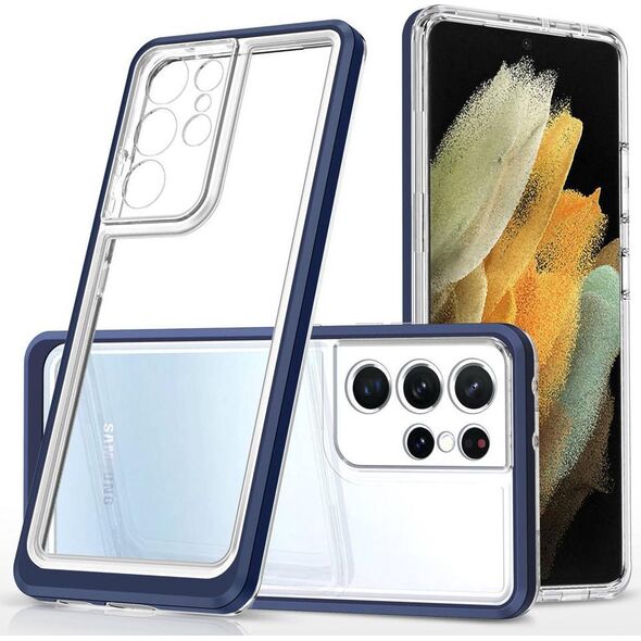 Hurtel Clear 3in1 etui do Samsung Galaxy S21 Ultra 5G żelowy pokrowiec z ramką niebieski 10757650 9145576242889