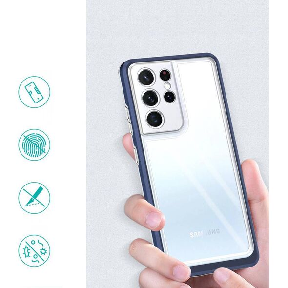 Hurtel Clear 3in1 etui do Samsung Galaxy S21 Ultra 5G żelowy pokrowiec z ramką niebieski 10757650 9145576242889
