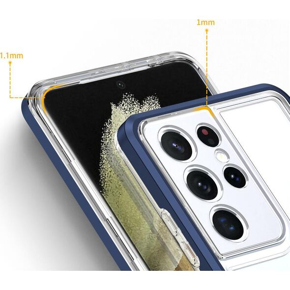 Hurtel Clear 3in1 etui do Samsung Galaxy S21 Ultra 5G żelowy pokrowiec z ramką niebieski 10757650 9145576242889