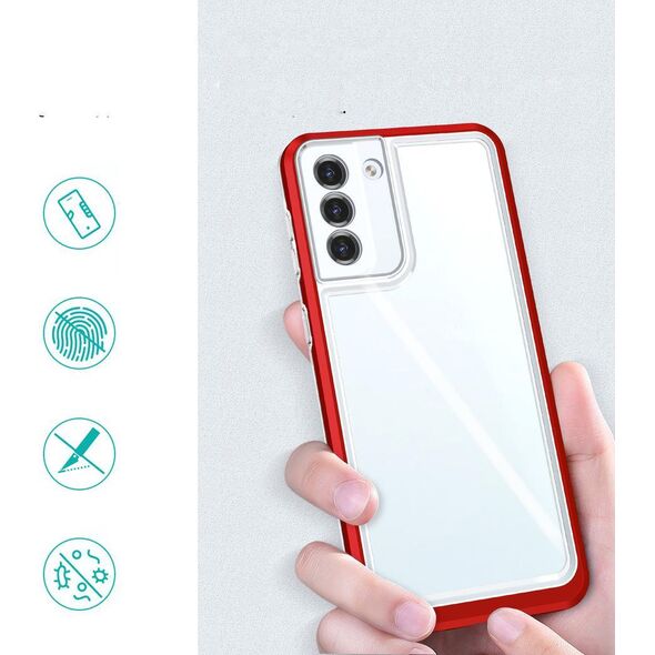 Hurtel Clear 3in1 etui do Samsung Galaxy S22+ (S22 Plus) żelowy pokrowiec z ramką czerwony 10757656 9145576243015