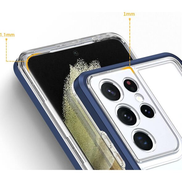 Hurtel Clear 3in1 etui do Samsung Galaxy S22 Ultra żelowy pokrowiec z ramką niebieski 10757659 9145576243039