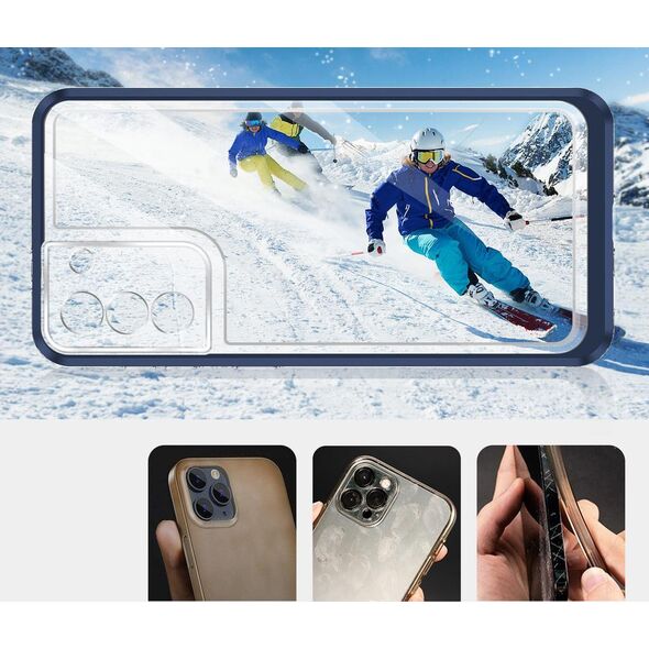 Hurtel Clear 3in1 etui do Samsung Galaxy S22+ (S22 Plus) żelowy pokrowiec z ramką niebieski 10757660 9145576243008