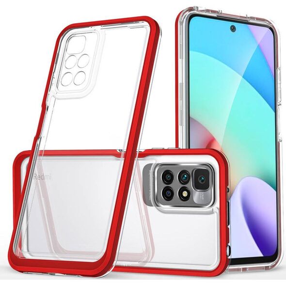 Hurtel Clear 3in1 etui do Xiaomi Redmi 10 żelowy pokrowiec z ramką czerwony 10757665 9145576243107