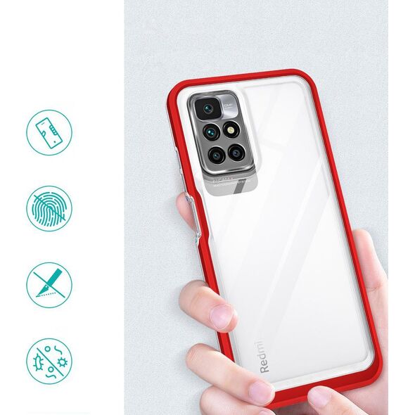 Hurtel Clear 3in1 etui do Xiaomi Redmi 10 żelowy pokrowiec z ramką czerwony 10757665 9145576243107