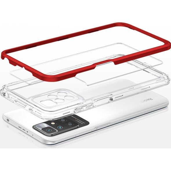 Hurtel Clear 3in1 etui do Xiaomi Redmi 10 żelowy pokrowiec z ramką czerwony 10757665 9145576243107