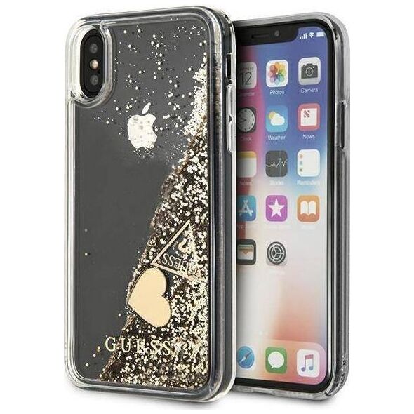 Guess Guess GUOHCPXGLHFLGO iPhone X/Xs gold/złoty hard case Glitter Charms 10802256 3700740478578