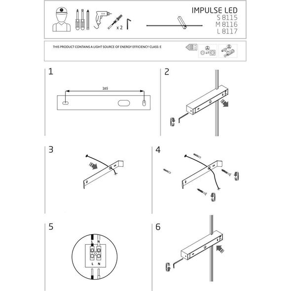 Kinkiet Nowodvorski Nowodvorski Impulse 8115 kinkiet lampa ścienna 1x5W LED czarna 10802821 5903139811590