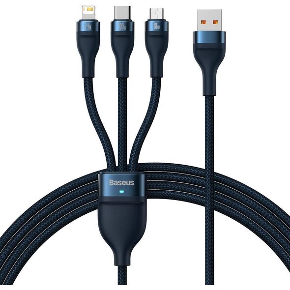 Kabel USB Baseus USB-A - USB-C + microUSB + Lightning 1.2 m Niebieski (CASS030003) 11026770 6932172608729