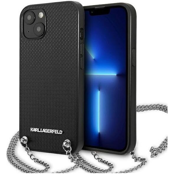 Karl Lagerfeld Karl Lagerfeld KLHCP13SPMK iPhone 13 mini 5,4" hardcase czarny/black Leather Textured and Chain 11039630 3666339049928