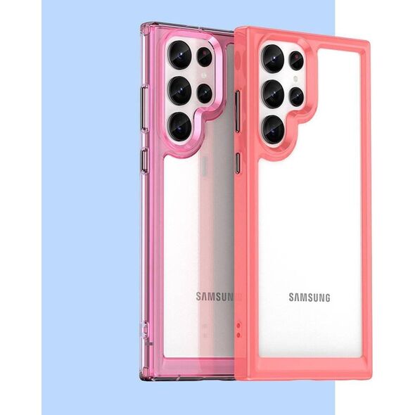 Hurtel Outer Space Case etui do Samsung Galaxy S22 Ultra sztywny pokrowiec z żelową ramką czerwony 11101099 9145576248782