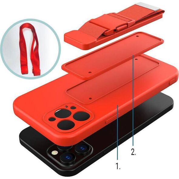 Hurtel Rope Case silikonowe etui ze smyczą torebka smycz pasek do Samsung Galaxy A33 5G czerwony 11101172 9145576246856