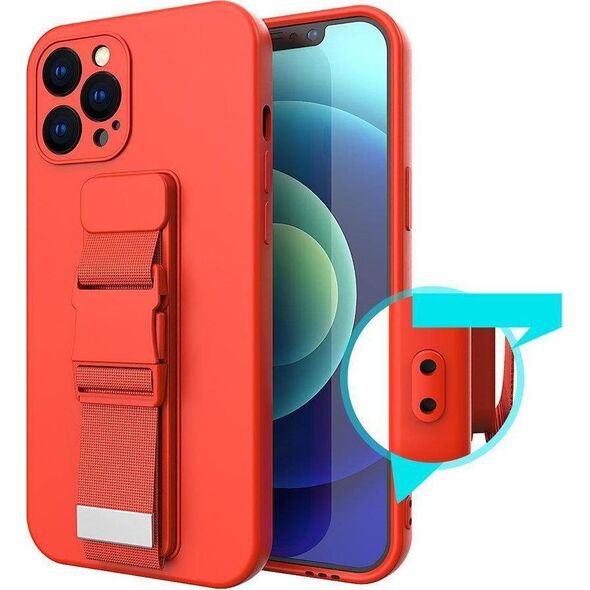 Hurtel Rope Case silikonowe etui ze smyczą torebka smycz pasek do Samsung Galaxy A73 czerwony 11101180 9145576246733