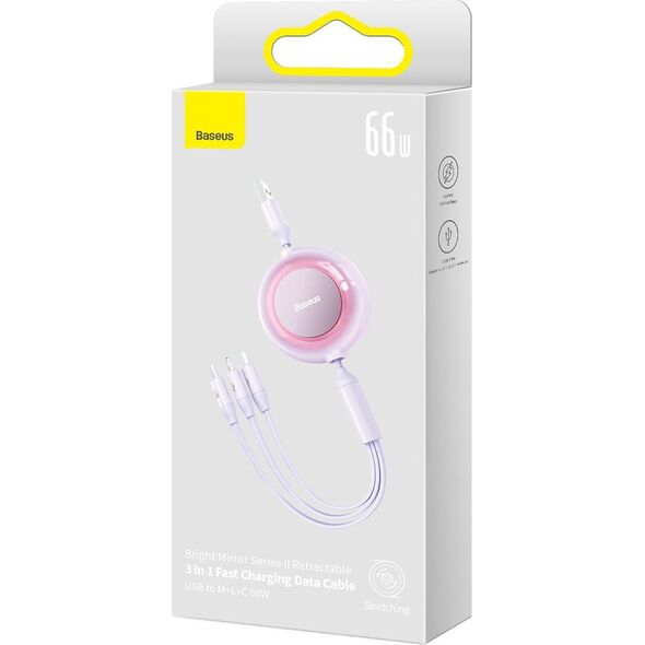 Kabel USB Baseus USB-A - USB-C + microUSB + Lightning 1.1 m Fioletowy (BSU3357PRP) 11112649 6932172609115