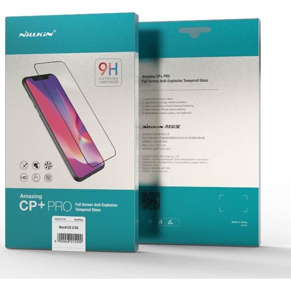 Nillkin Nillkin CP+PRO ultracienkie szkło hartowane na cały ekran z ramką 0,2 mm 9H OnePlus Nord CE 2 5G czarny 11114435 6902048243514