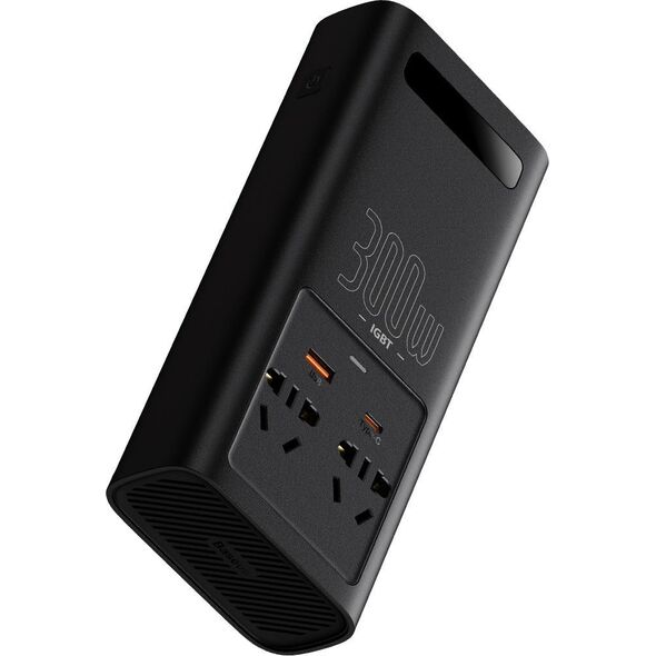 Przetwornica Baseus Baseus IGBT samochodowa przetwornica inwerter prądu 300W 220V (wtyczka CN/EU) czarny (CGNB010101) 11114513 6932172608675