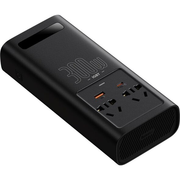Przetwornica Baseus Baseus IGBT samochodowa przetwornica inwerter prądu 300W 220V (wtyczka CN/EU) czarny (CGNB010101) 11114513 6932172608675